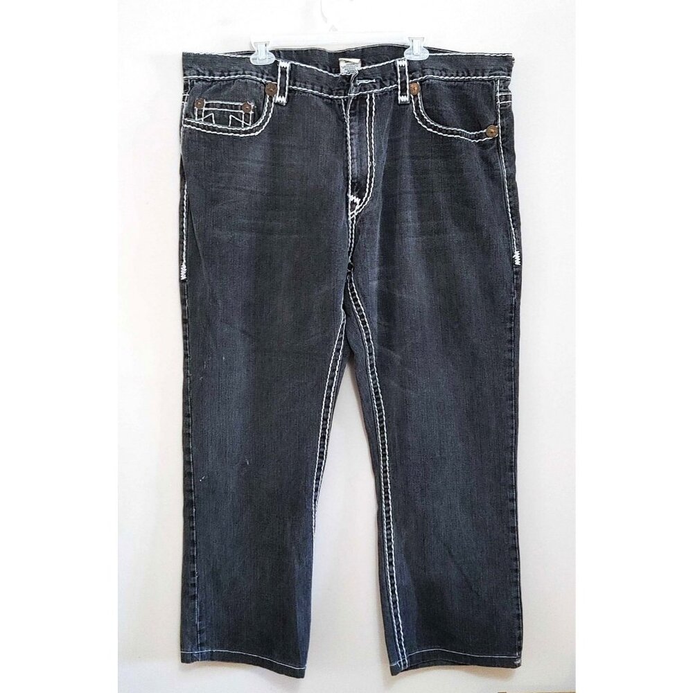 True Religion Bobby Big T Baggy Black Denim Jeans Vintage Mens Size 44 *Flaw*